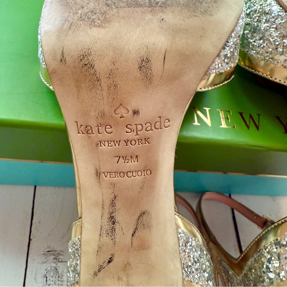 Kate Spade | Gold Glitter Heels - Picture 6 of 8